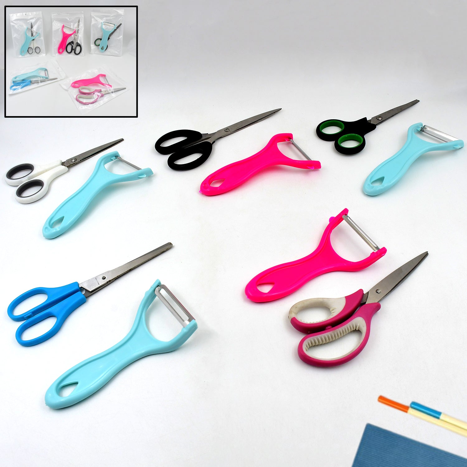 Stainless Steel Kitchen Scissors & Multipurpose Peeler (2 Pc Set / Mix Design Scissor & Peeler) - infinityexculsivestore.com