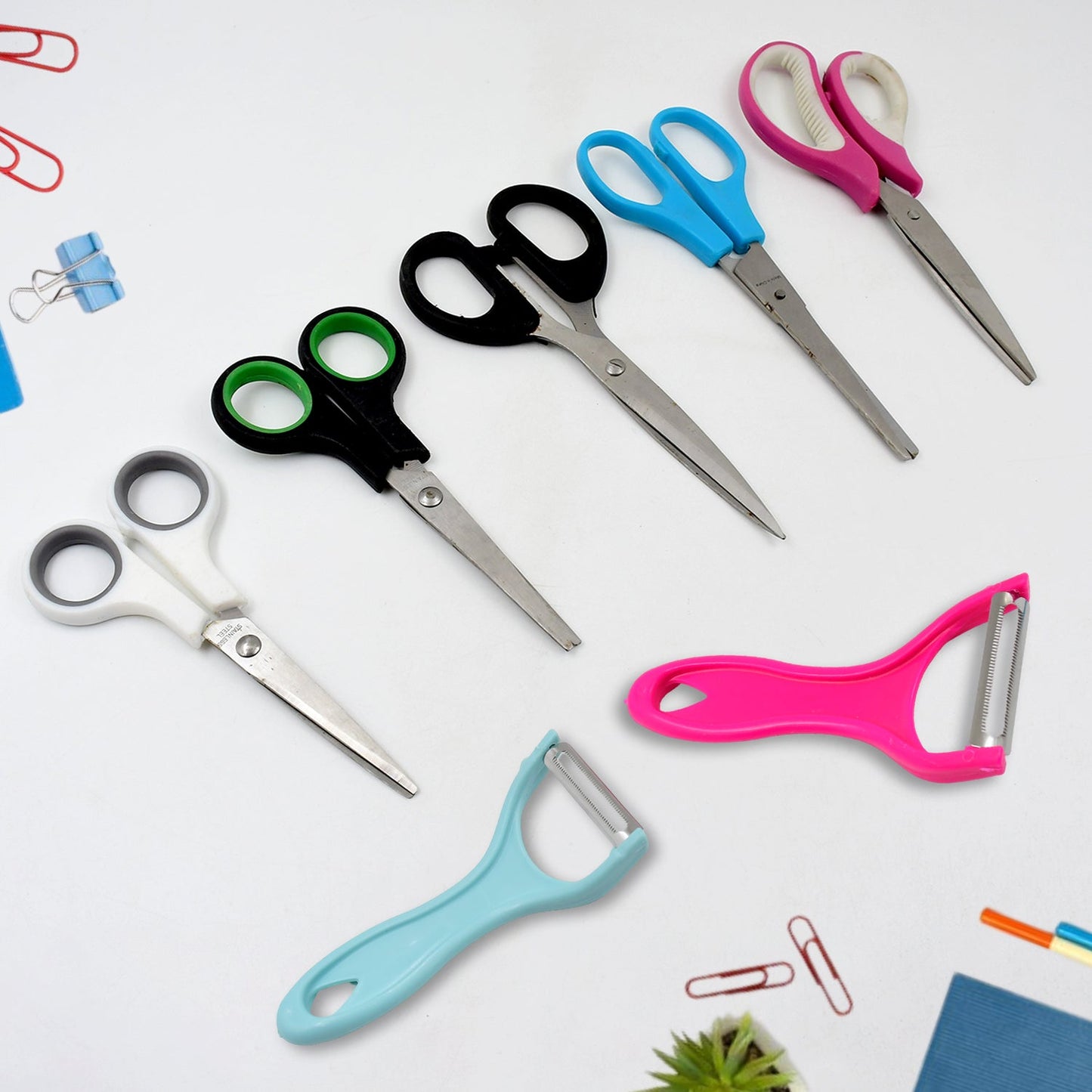 Stainless Steel Kitchen Scissors & Multipurpose Peeler (2 Pc Set / Mix Design Scissor & Peeler) - infinityexculsivestore.com