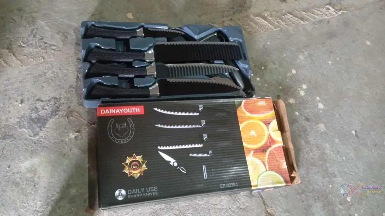 Stainless Steel Knife Set With Chef Peeler And Scissor (6 Pieces) - infinityexculsivestore.com