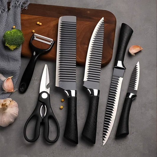 Stainless Steel Knife Set With Chef Peeler And Scissor (6 Pieces) - infinityexculsivestore.com