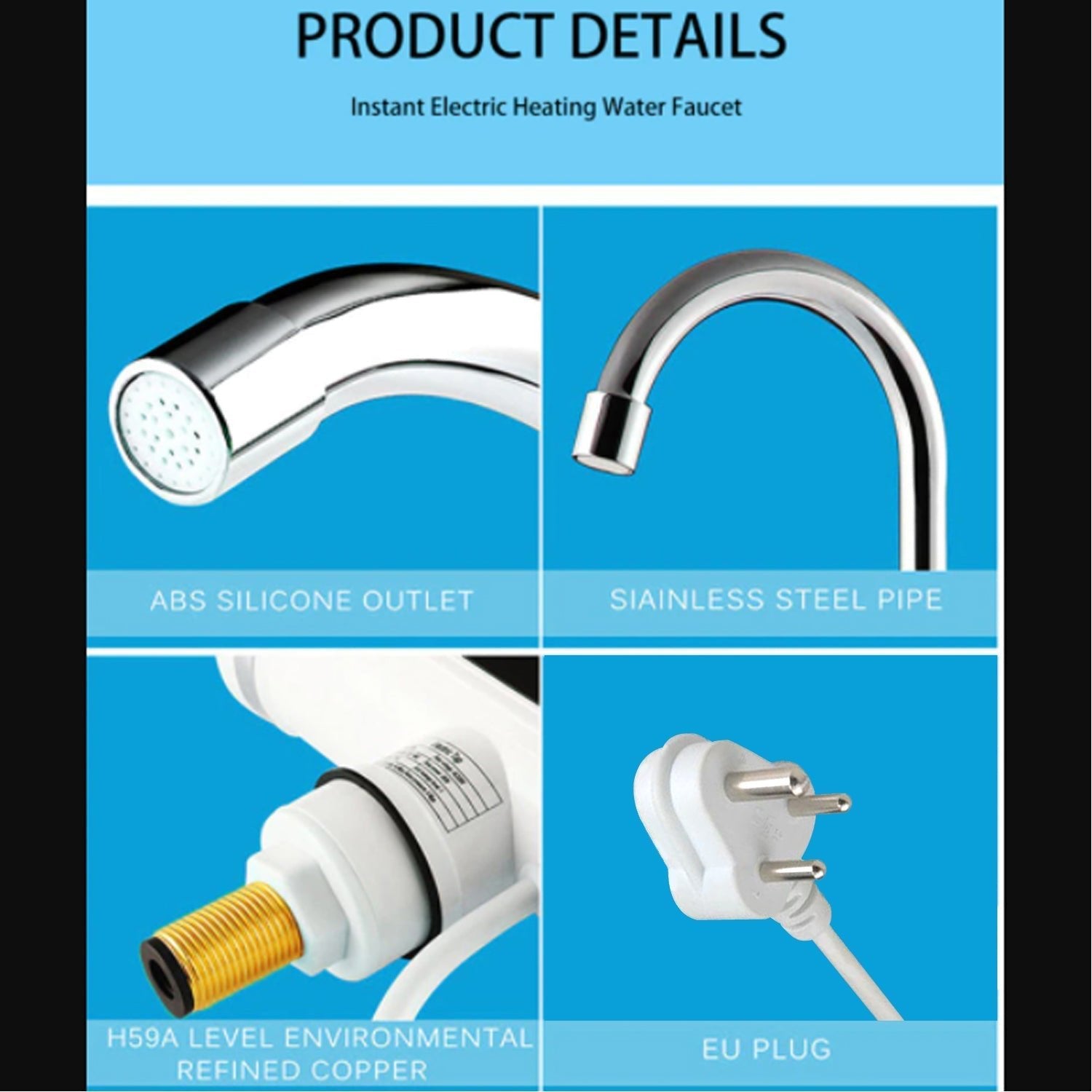 Stainless Steel LED Instant Heating Electric Water Tap - infinityexculsivestore.com
