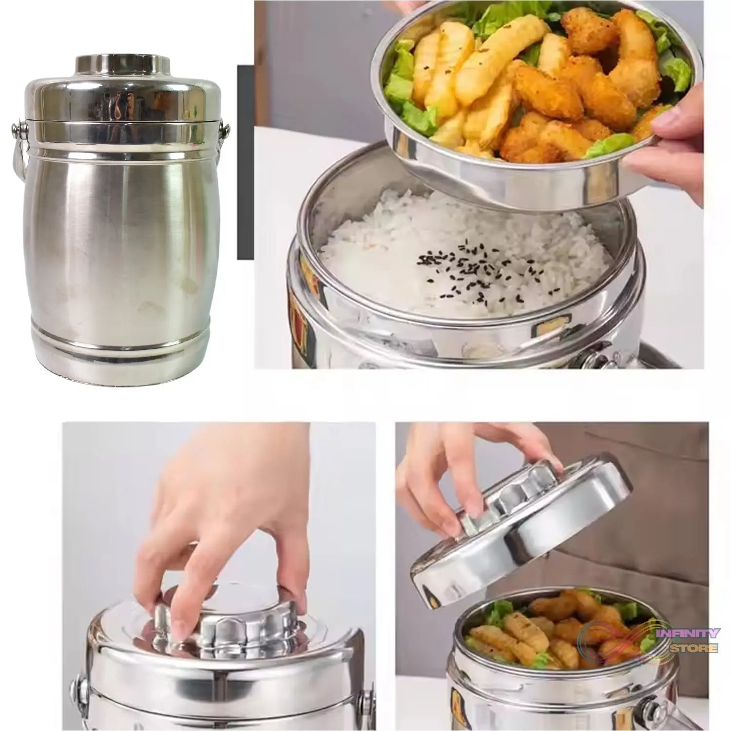 Stainless Steel Lunch Box, Insulated Lunch Box Double Vacuum‑Layer (2.2 Ltr.) - infinityexculsivestore.com