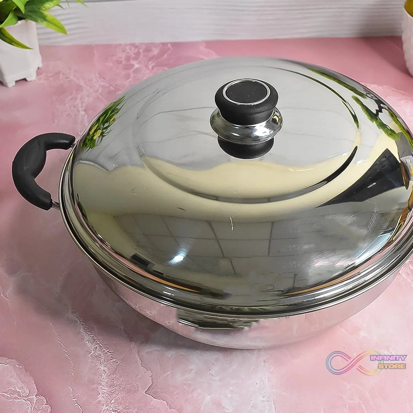 Stainless Steel Multi Kadai with 4 Plates in 1, 2 idli plates, 1 dhokla Plate, 1 Patra Plate, 1 kadai with 1 Lid (6 Pcs Set) - infinityexculsivestore.com