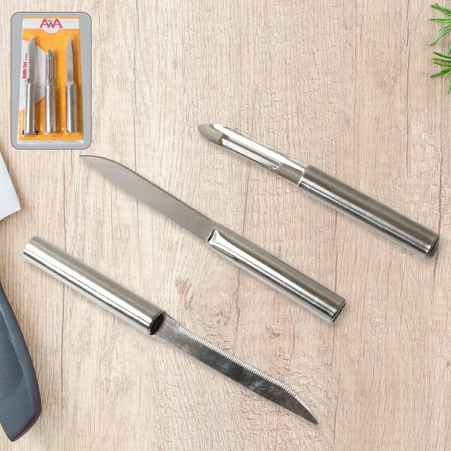 Stainless Steel Multipurpose Sharp Cutting Knife with Non - Slip Handle for Fruit, Meat and Vegetable Chopping (Pack Of 3) - infinityexculsivestore.com
