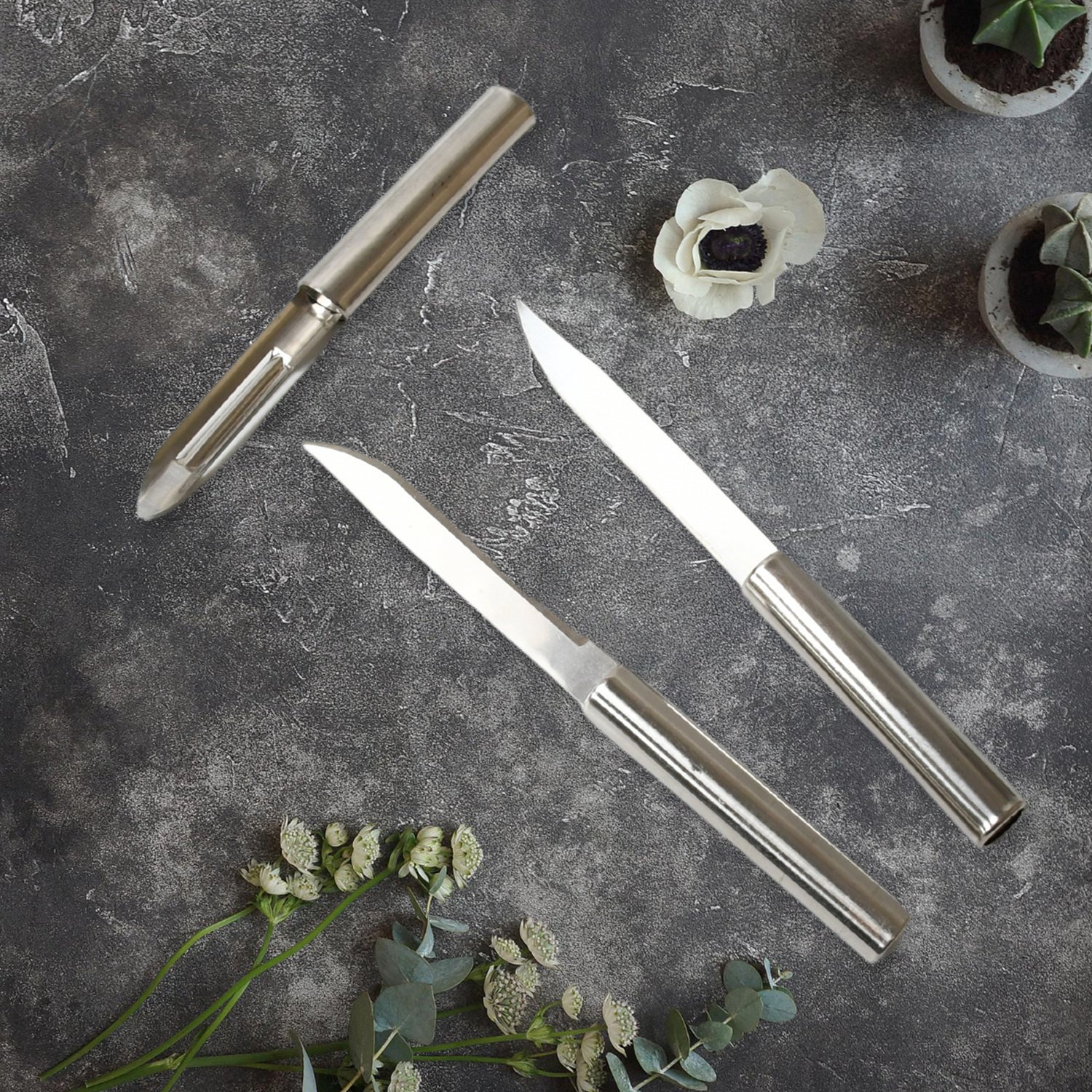 Stainless Steel Multipurpose Sharp Cutting Knife with Non - Slip Handle for Fruit, Meat and Vegetable Chopping (Pack Of 3) - infinityexculsivestore.com