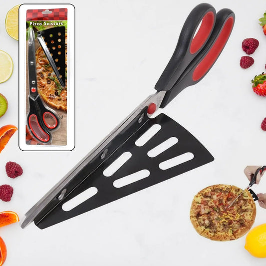 Stainless Steel Pizza Cutter Scissors Plastic Handle with Removable Spatula - infinityexculsivestore.com