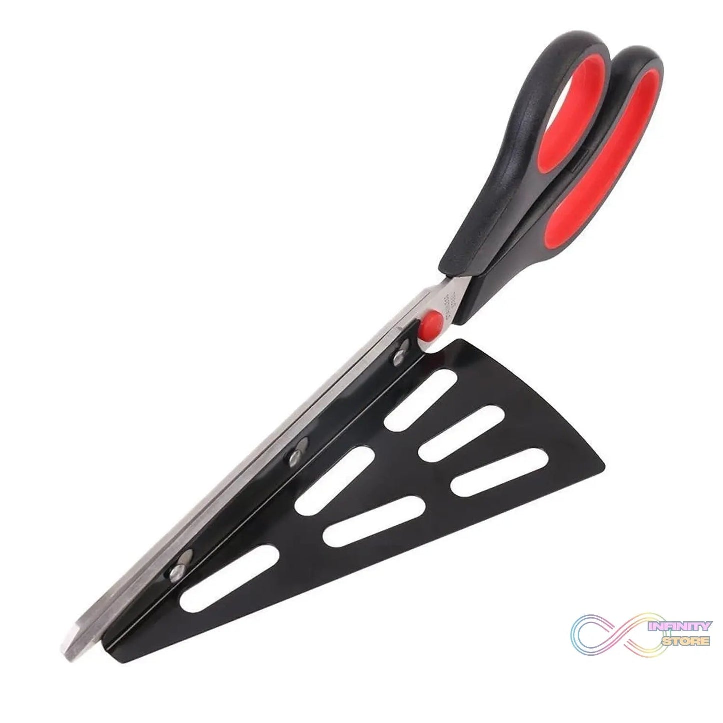 Stainless Steel Pizza Cutter Scissors Plastic Handle with Removable Spatula - infinityexculsivestore.com