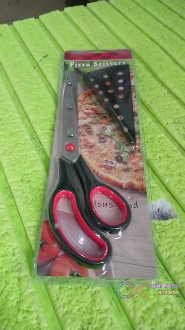 Stainless Steel Pizza Cutter Scissors Plastic Handle with Removable Spatula - infinityexculsivestore.com