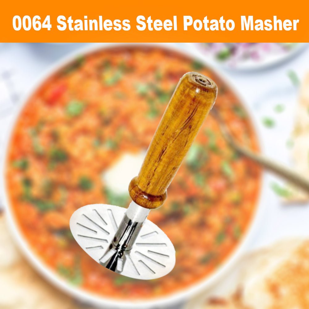 Stainless Steel Potato Masher, Pav Bhaji Masher with wooden handle - infinityexculsivestore.com
