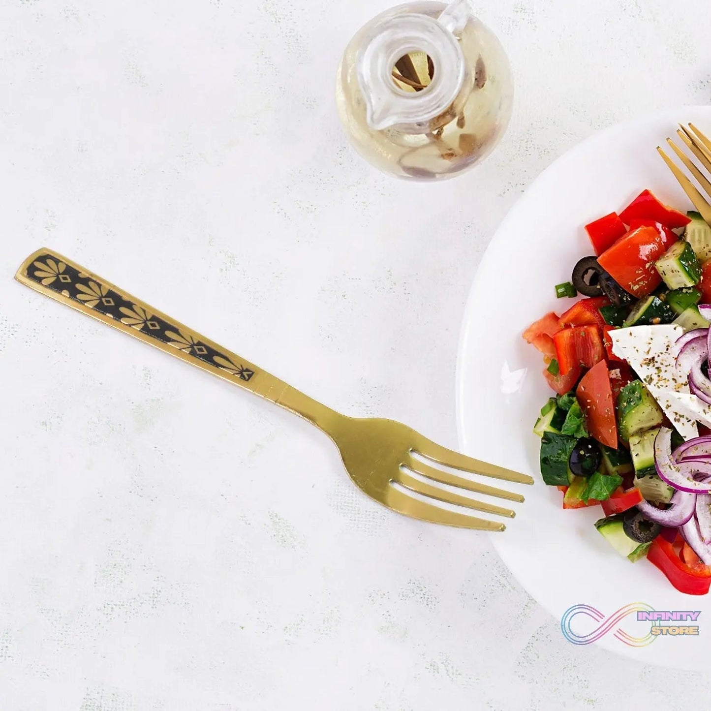 Stainless Steel Premium Fork Traditional Design Tablewar (6 Pcs Set / Golden) - infinityexculsivestore.com