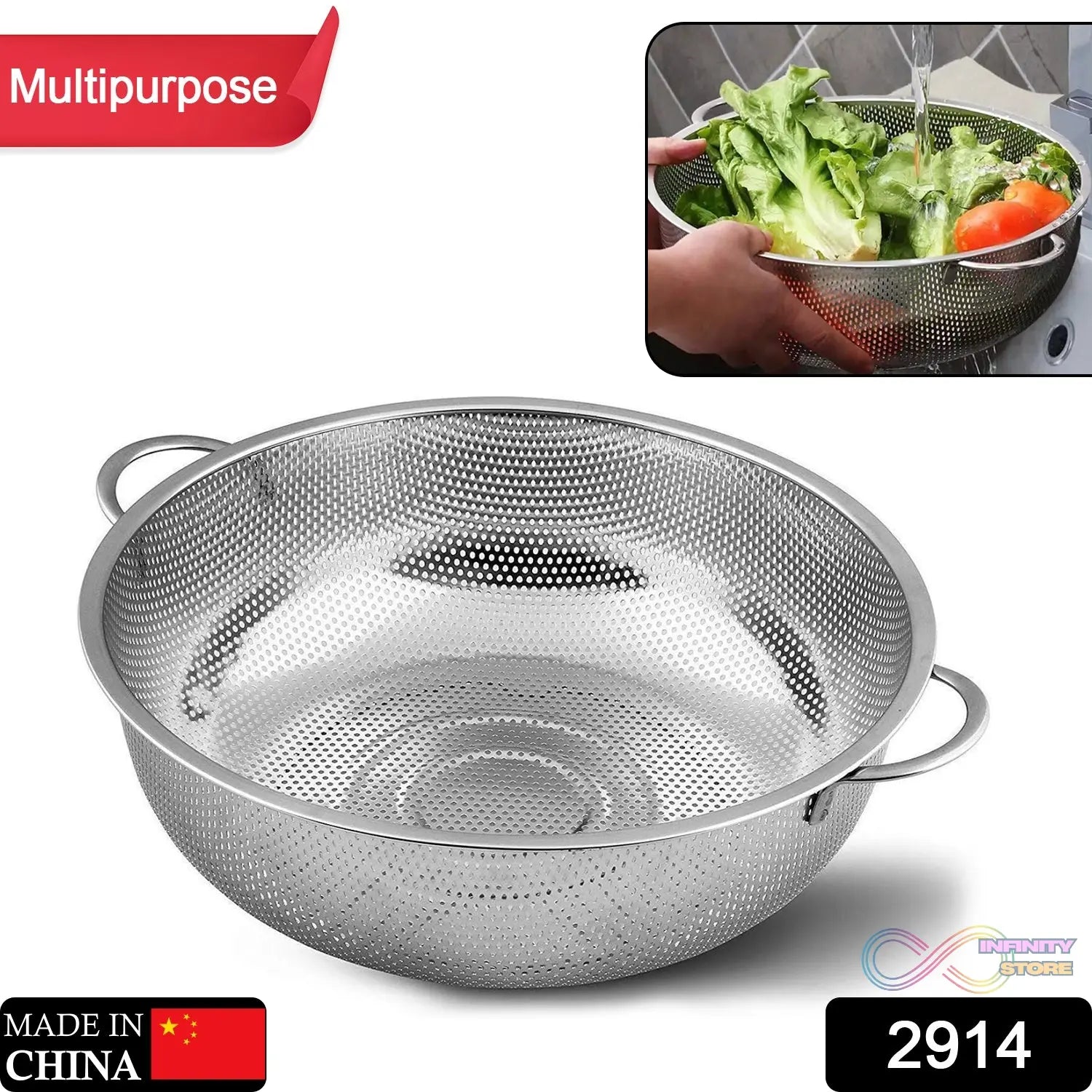 Stainless Steel Rice Vegetables Washing Bowl Strainer Collapsible Strainer. - infinityexculsivestore.com