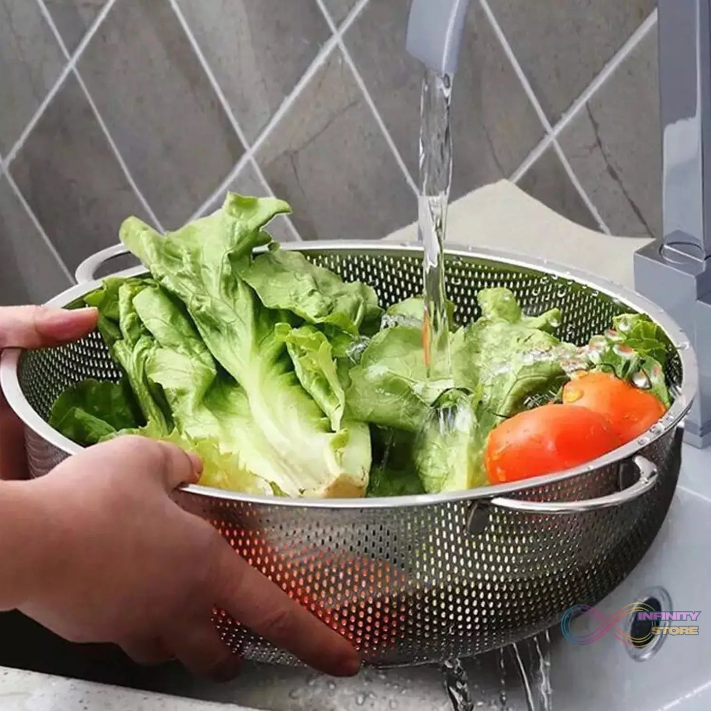 Stainless Steel Rice Vegetables Washing Bowl Strainer Collapsible Strainer. - infinityexculsivestore.com