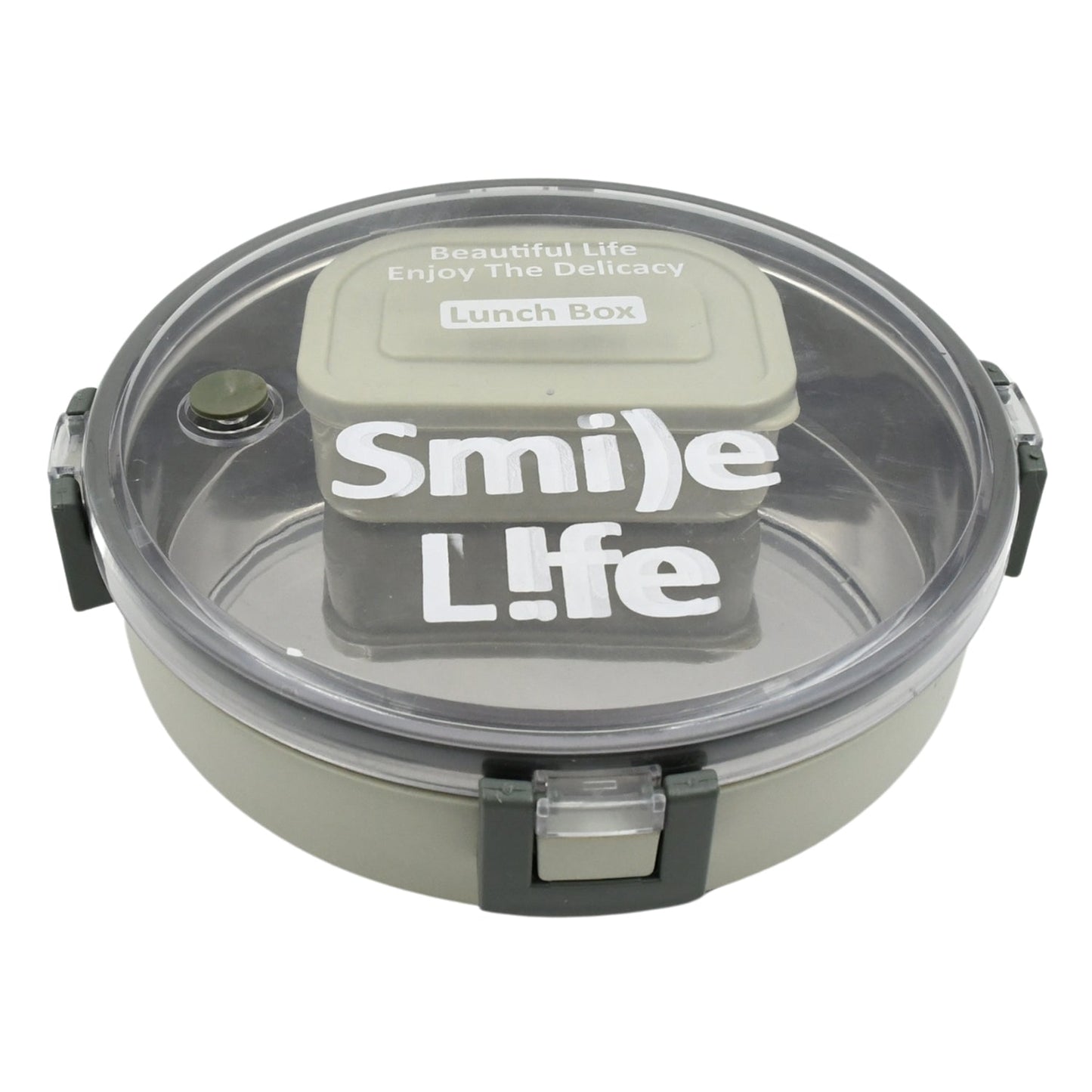 Miracle Stainless Steel Round Lunch Box, with Small Plastic Box Insert Leak Proof Lunch Box with Transparent lid, Lunch Box for Kids & Adults for School, Office (450 ML + 250 ML Approx) - infinityexculsivestore.com