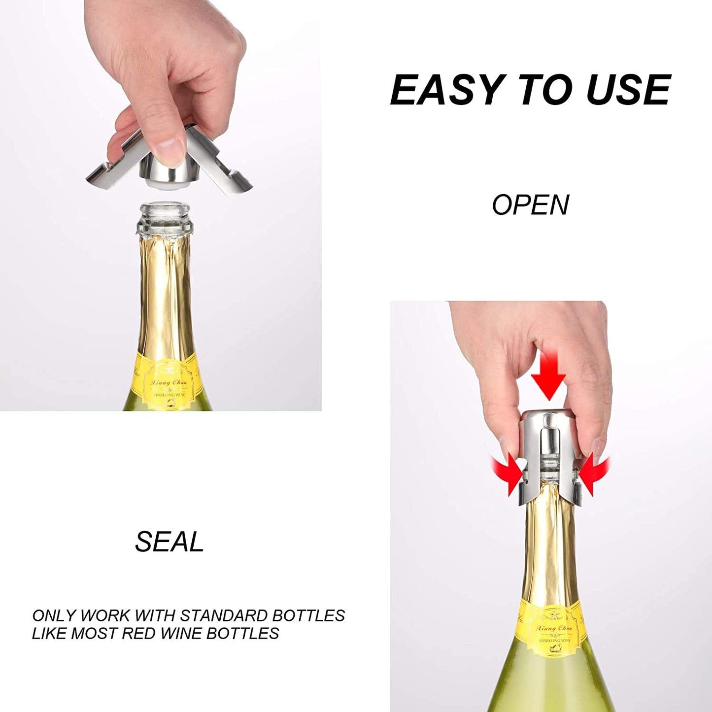 Stainless Steel Sealed Sparkling Champagne Bottle Stopper Big size - infinityexculsivestore.com