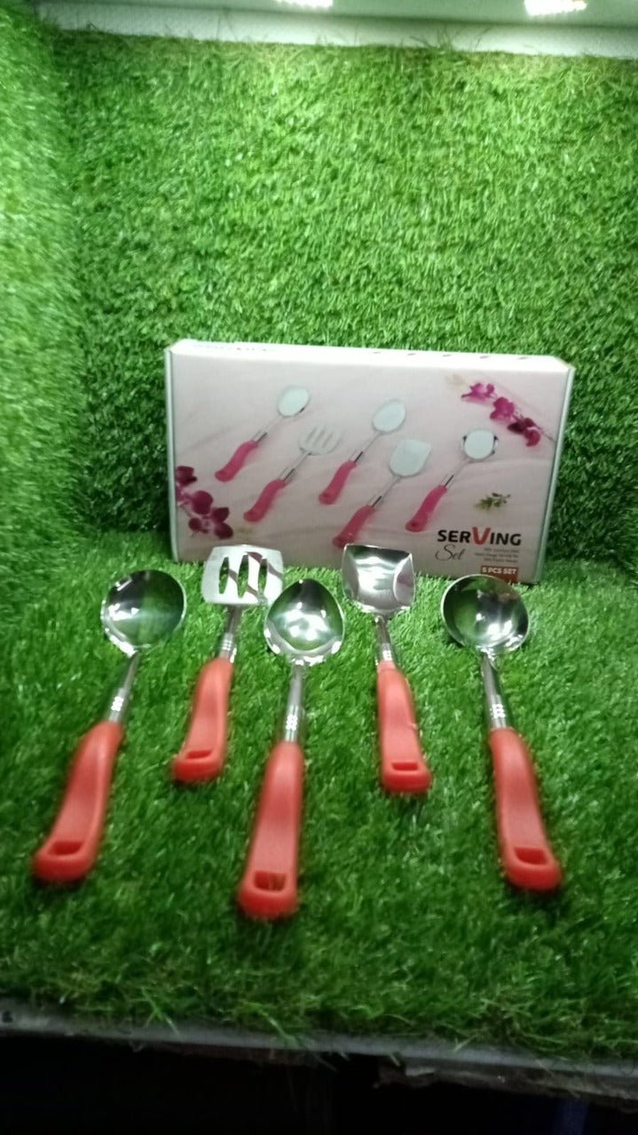Stainless Steel Serving Spoon Set 5 pcs. - infinityexculsivestore.com