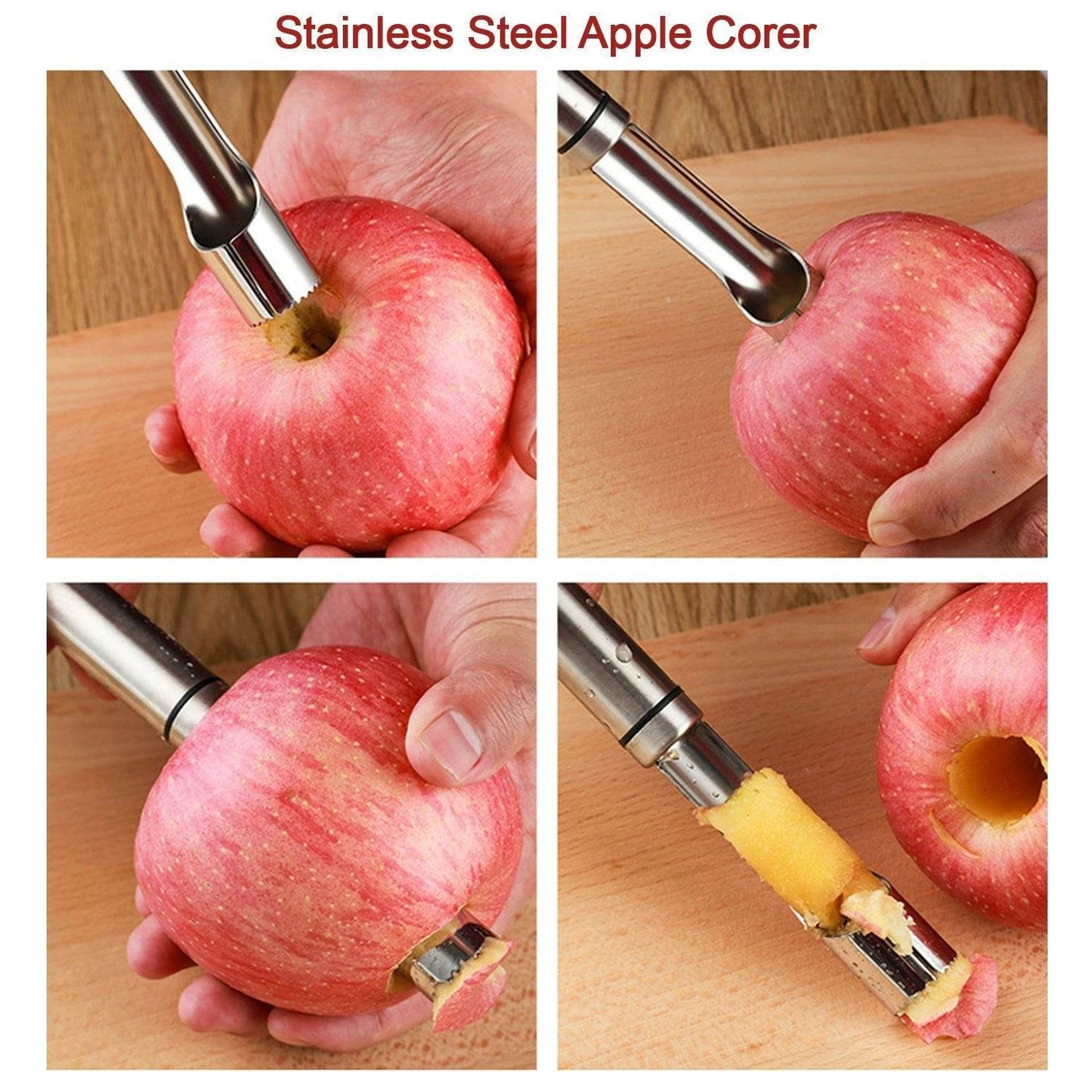 Fruit Core Stainless Steel Set, Core Remover for Apple and Pear, Kitchen Prep Tool Fruit Core Remover Tool with Soft Handle, Apple Corer Stainless Steel, Kitchen Gadget Dishwasher Safe - infinityexculsivestore.com