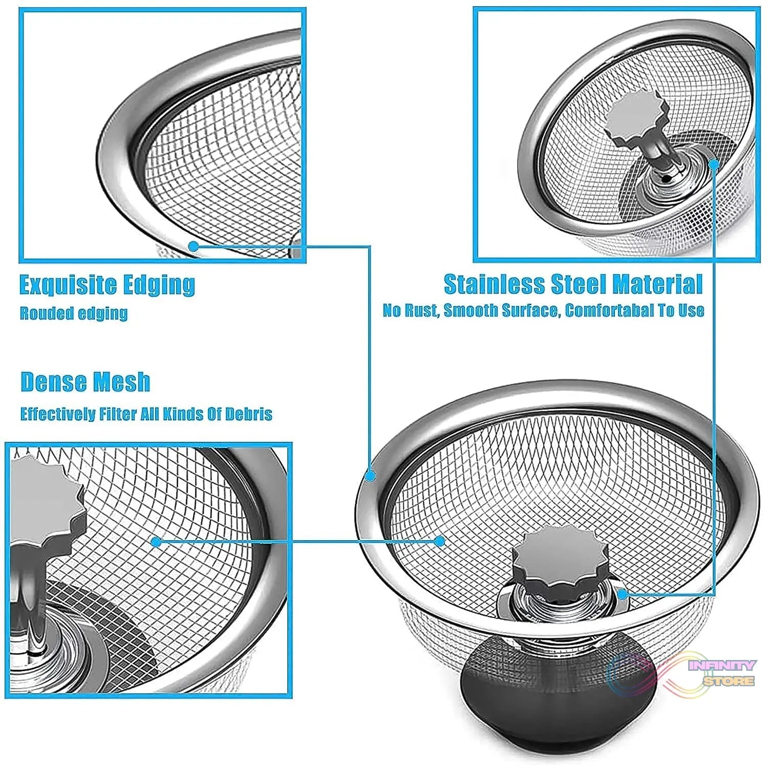 Stainless Steel Sink Strainer Basket Strainer Kitchen Sink Strainer (1 Pc) - infinityexculsivestore.com