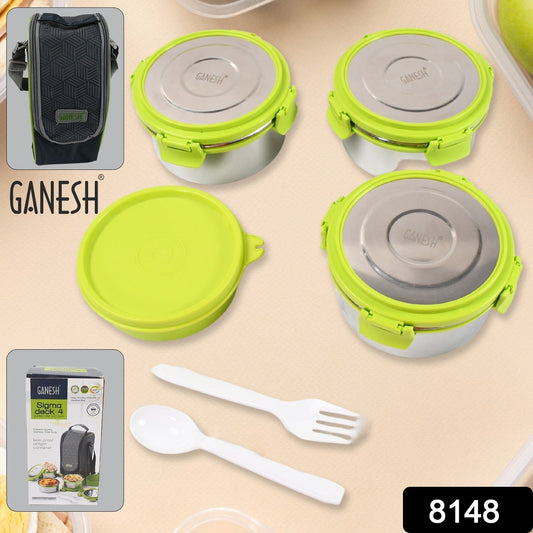 Stainless Steel Tiffin Lunch Box Container / Dabba with 4 Side Clip Lock Lid for Office & School Use/ Food Grade / Air Tight / Easy to Carry / Leak Proof - infinityexculsivestore.com