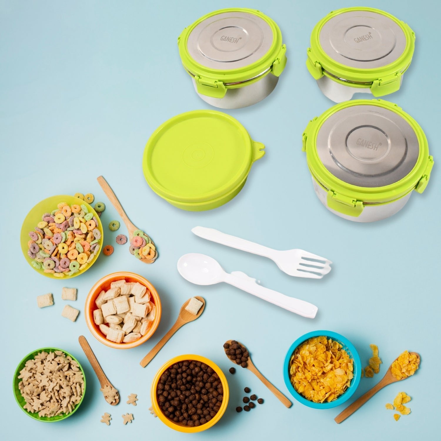 Stainless Steel Tiffin Lunch Box Container / Dabba with 4 Side Clip Lock Lid for Office & School Use/ Food Grade / Air Tight / Easy to Carry / Leak Proof - infinityexculsivestore.com