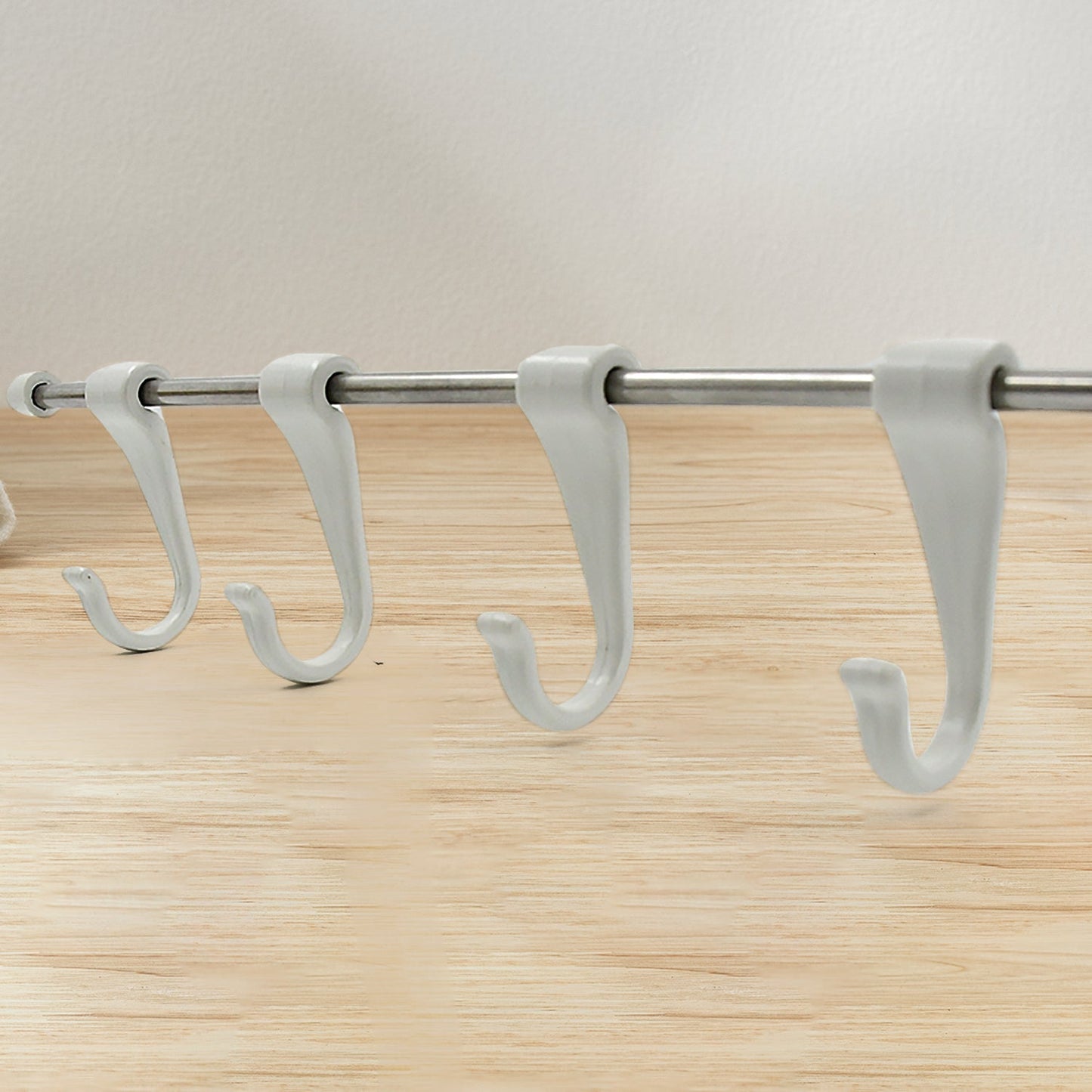 Stainless Steel Utensil Hanger Rail Nail Free Wall Mount with 2 Magic Stickers & 6 Plastic Hooks For Kitchen - infinityexculsivestore.com