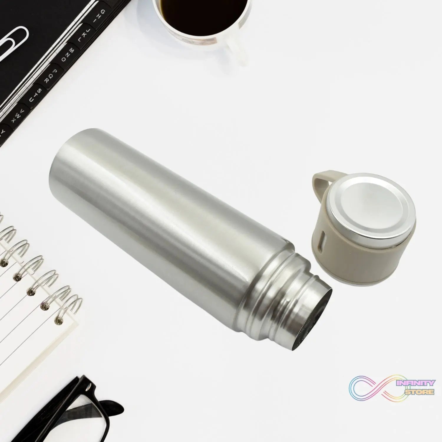 Stainless Steel Vacuum Flask Set with 3 Steel Cups Combo for Coffee Hot Drink and Cold Water Flask Ideal Gifting Travel Friendly Latest Flask Bottle. (500ml) - infinityexculsivestore.com