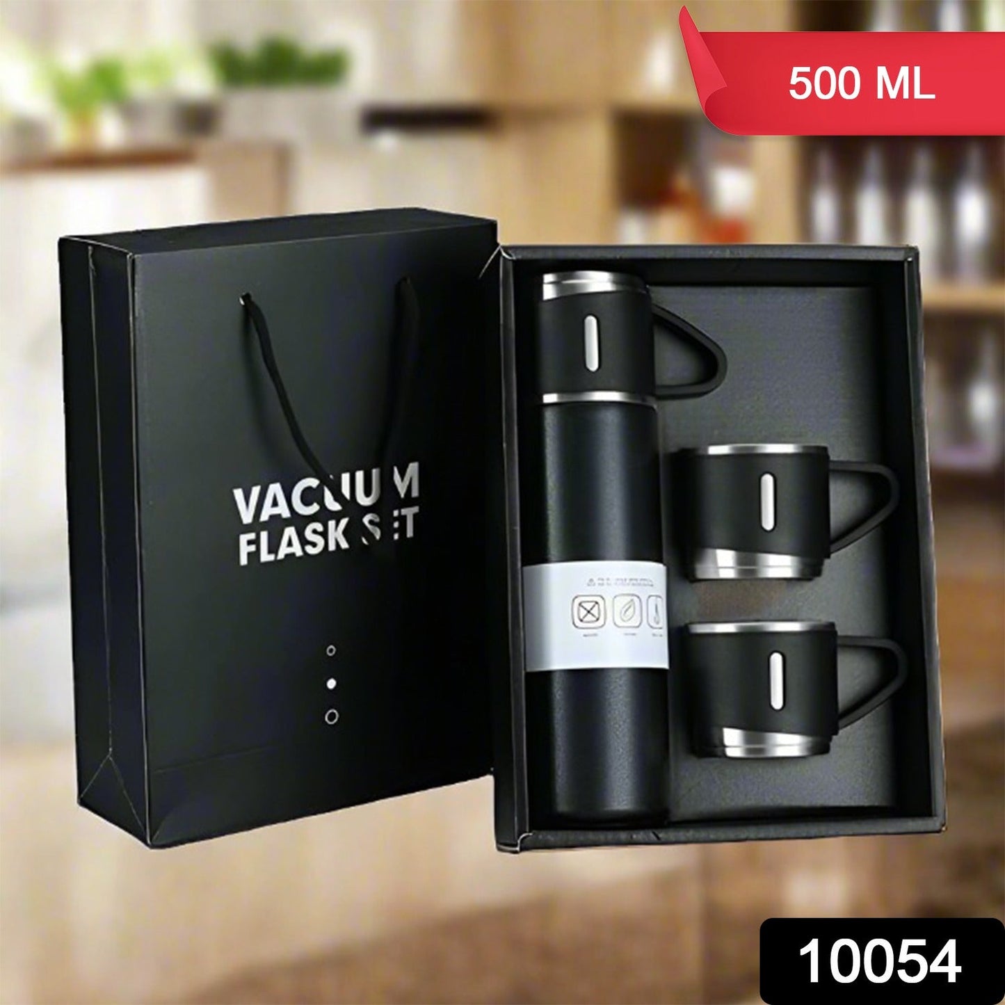 Stainless Steel Vacuum Flask Set with 3 Steel Cups Combo for Coffee Hot Drink and Cold Water Flask Ideal Gifting Travel Friendly Latest Flask Bottle. (500ml) - infinityexculsivestore.com