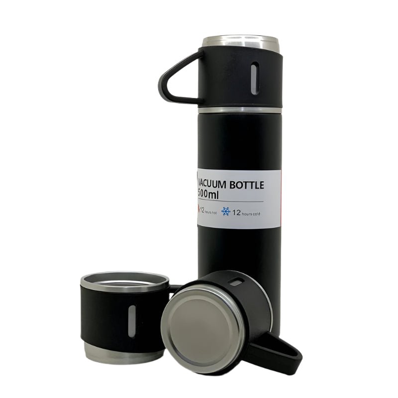 Stainless Steel Vacuum Flask Set with 3 Steel Cups Combo for Coffee Hot Drink and Cold Water Flask Ideal Gifting Travel Friendly Latest Flask Bottle. (500ml) - infinityexculsivestore.com