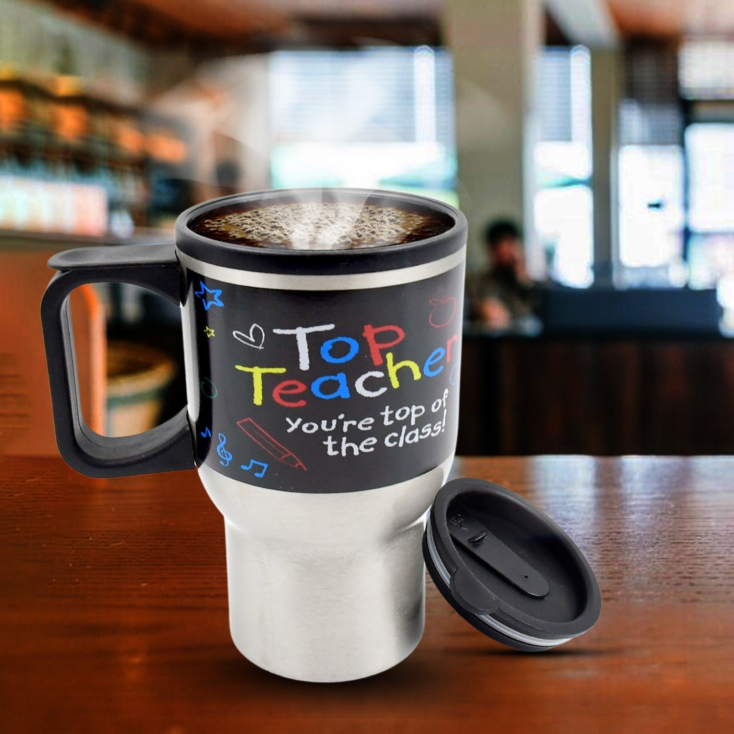 Stainless Steel Vacuum Glass Insulated Glass Coffee Cups Double Walled Travel Mug, Car Coffee Mug (With Lid & Handle) - infinityexculsivestore.com