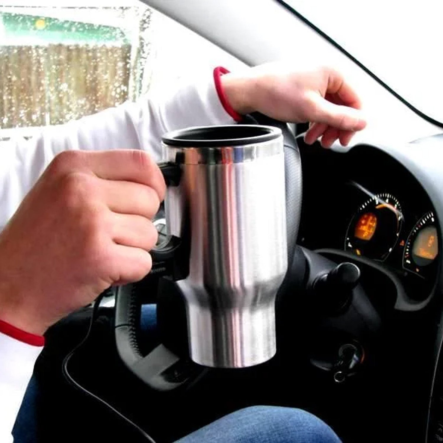 Stainless Steel Vacuum Glass Insulated Glass Coffee Cups (With Lid & Handle / 1 pc) - infinityexculsivestore.com