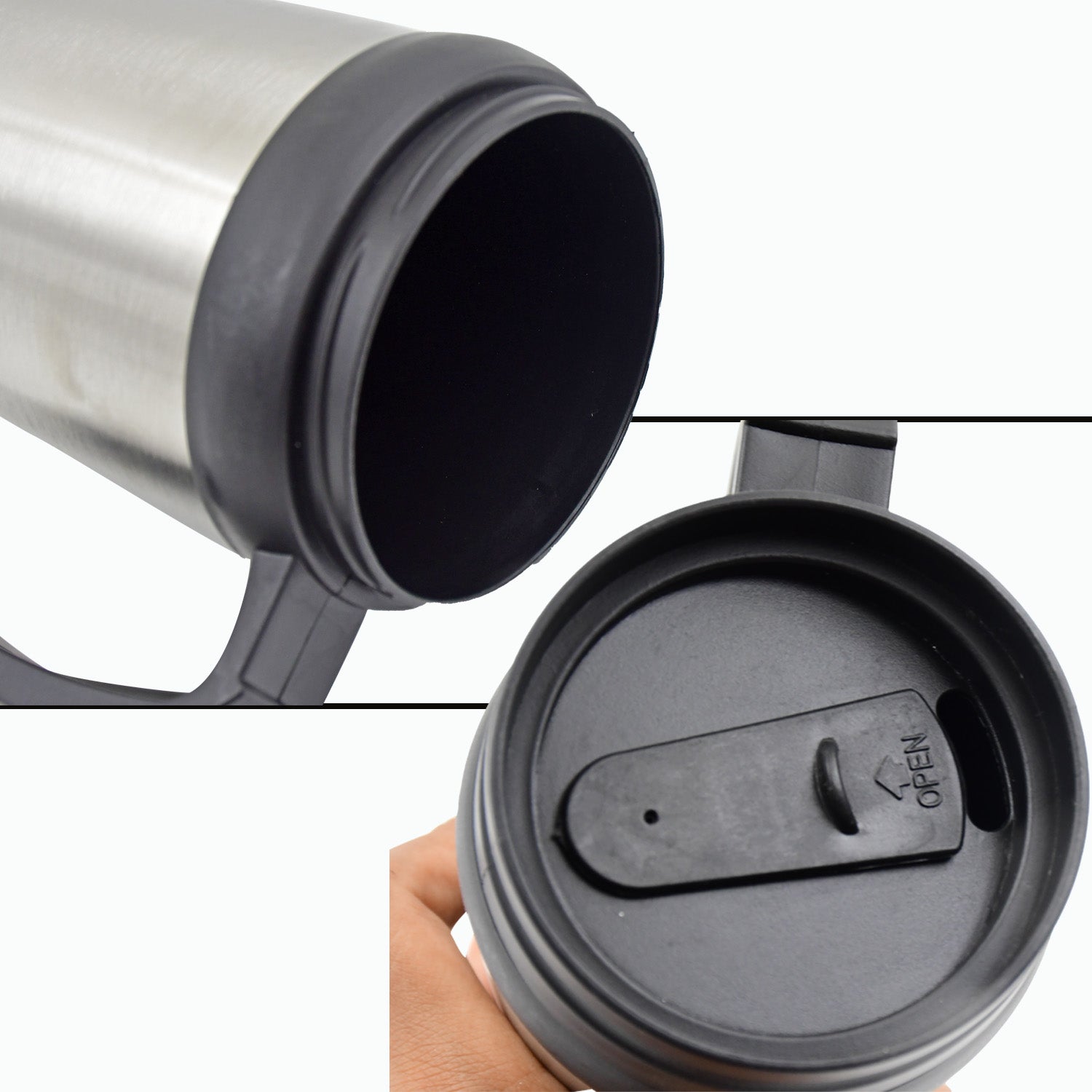 Stainless Steel Vacuum Glass Insulated Glass Coffee Cups (With Lid & Handle / 1 pc) - infinityexculsivestore.com