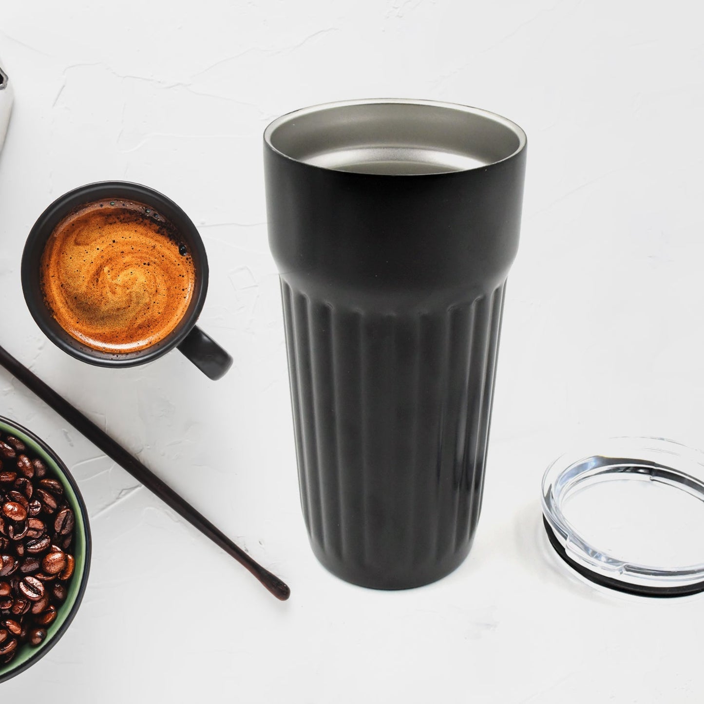 Stainless Steel Vacuum Insulated Travel Mug with Lid (1 Pc) - Coffee, Tea - infinityexculsivestore.com