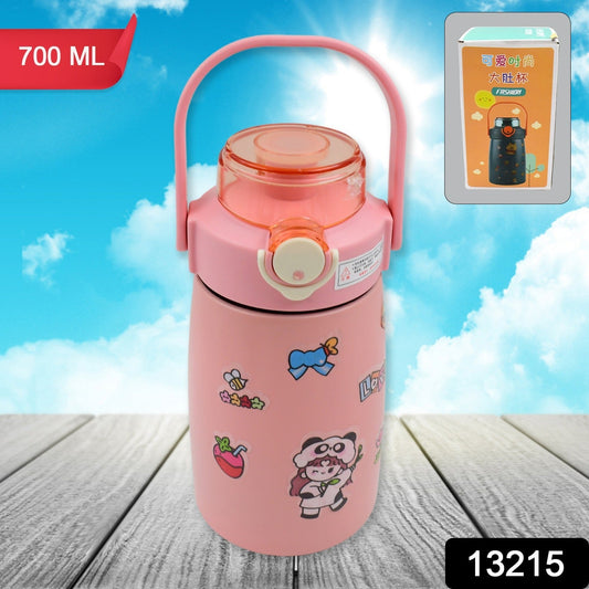 Stainless Steel Vacuum Insulated Water Bottle with Handle & Sticker (700 ML) - infinityexculsivestore.com