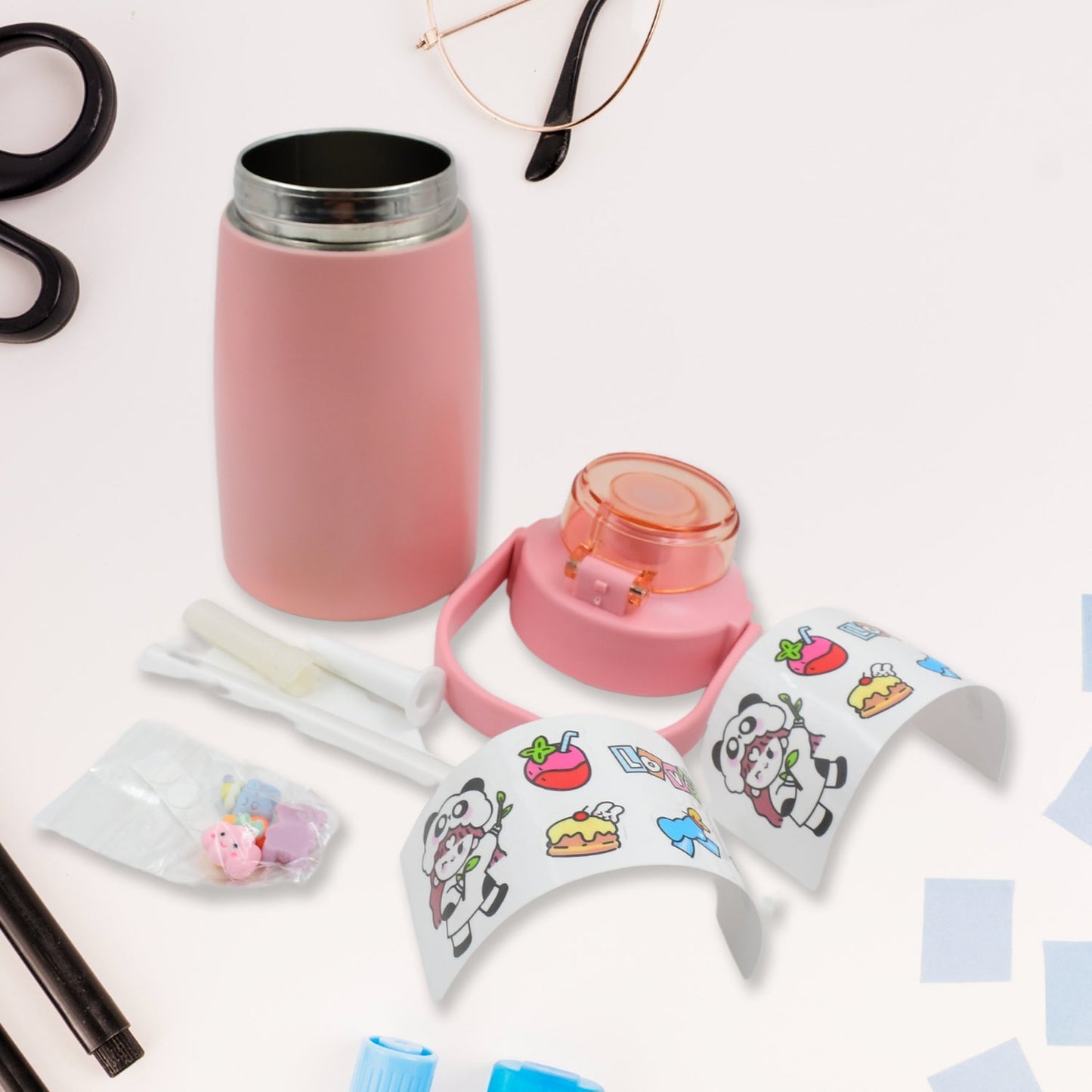 Stainless Steel Vacuum Insulated Water Bottle with Handle & Sticker (700 ML) - infinityexculsivestore.com