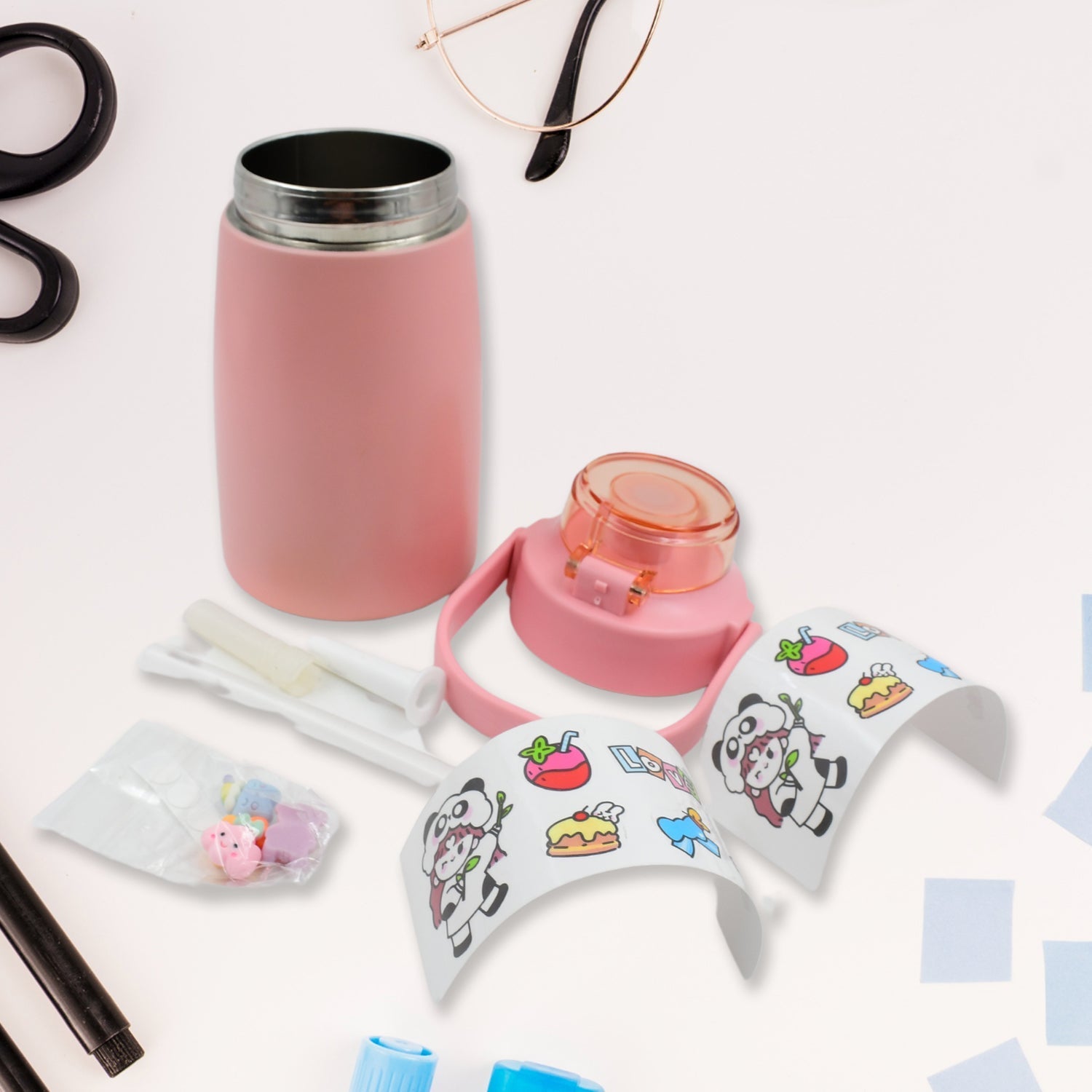 Stainless Steel Vacuum Insulated Water Bottle with Handle & Sticker (700 ML) - infinityexculsivestore.com