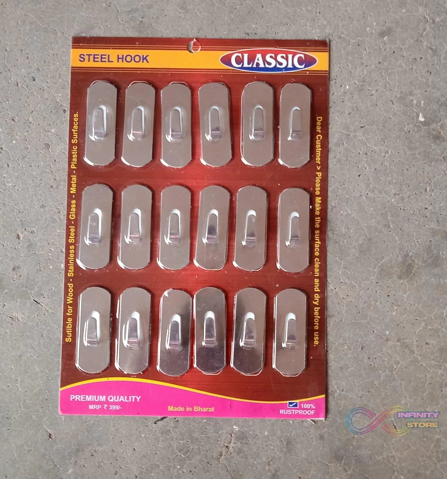 Stainless Steel Wall Hanging Hook 18pc - infinityexculsivestore.com