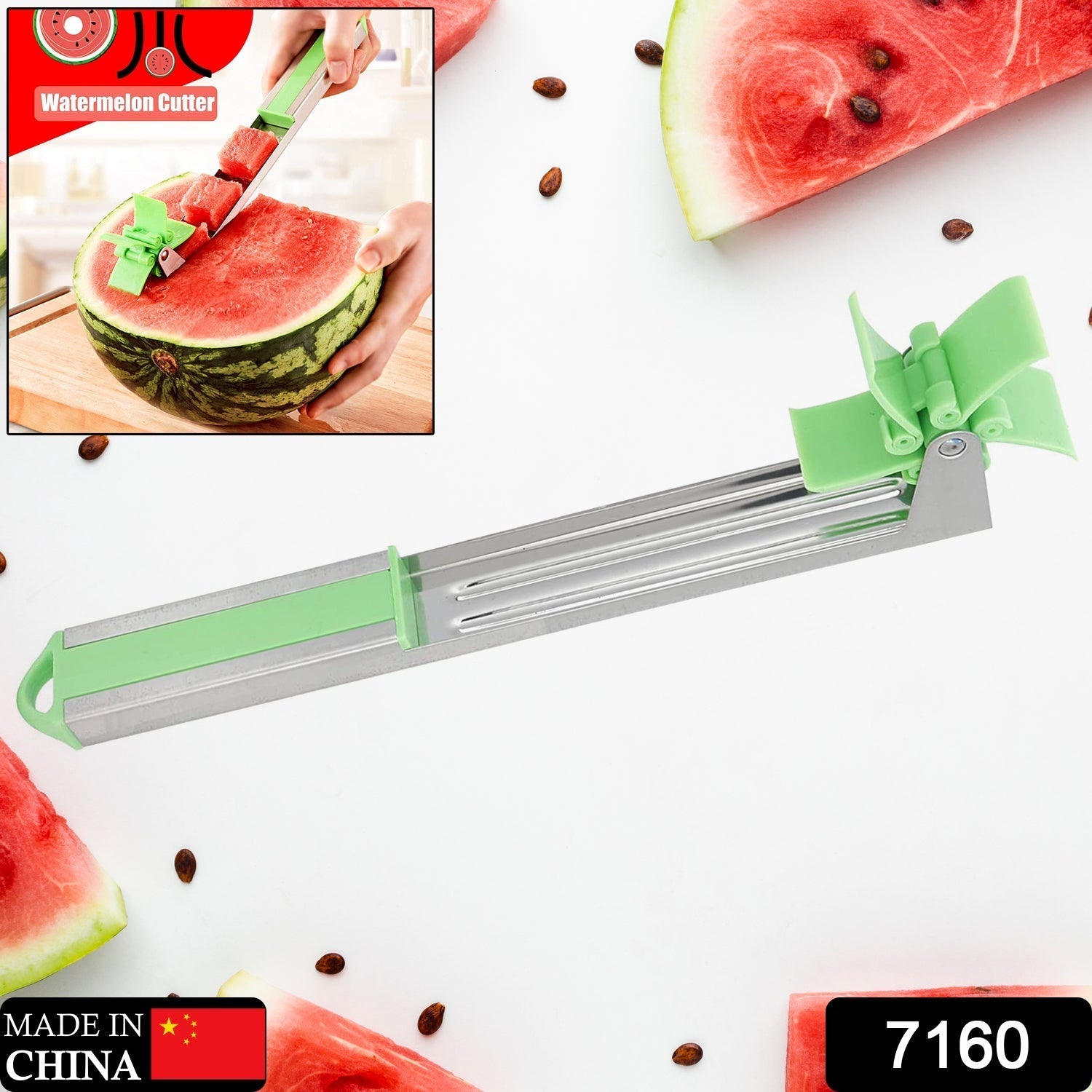 Stainless Steel Washable Watermelon Cutter Windmill Slicer Cutter Peeler for Home / Smart Kitchen Tool Easy to Use - infinityexculsivestore.com