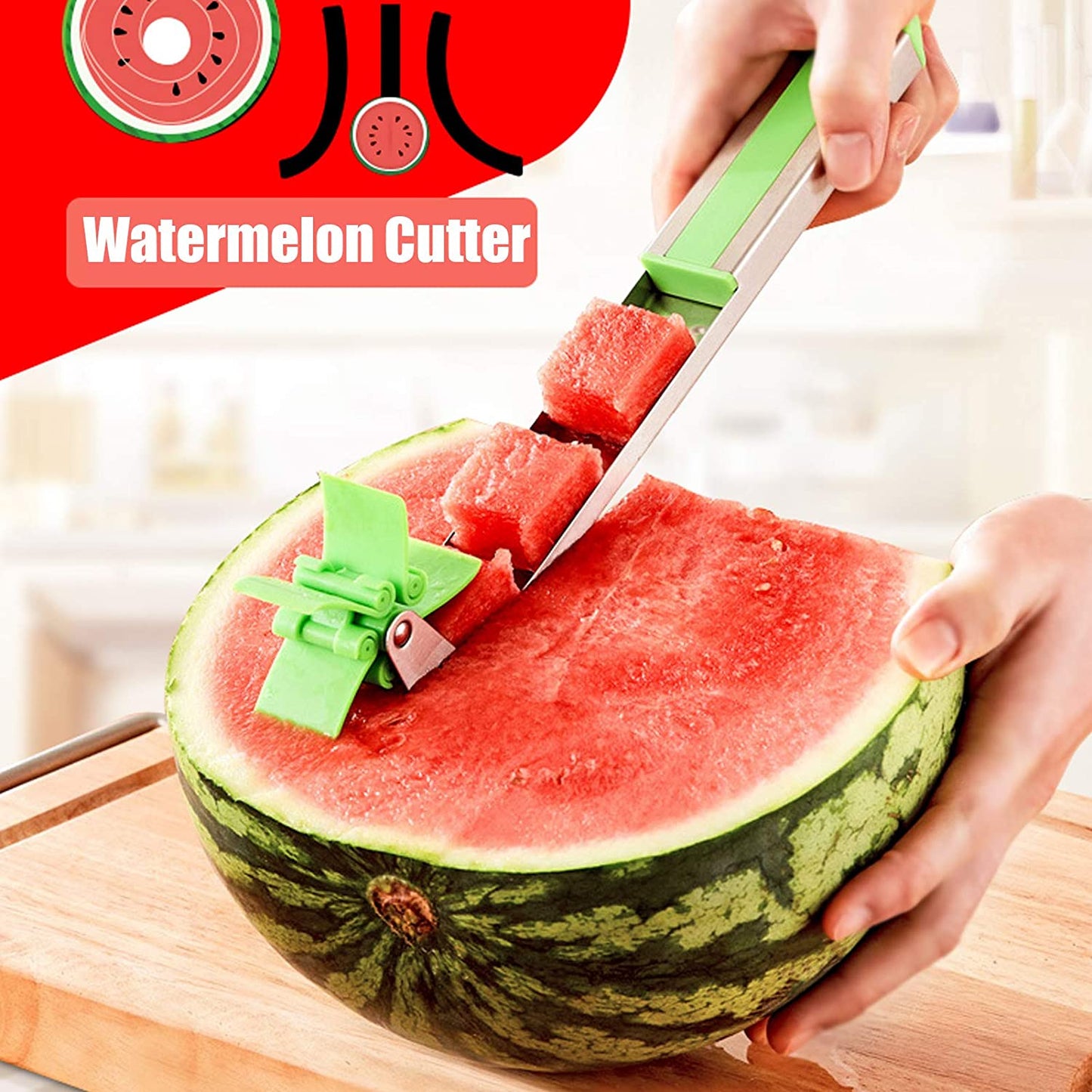 Stainless Steel Washable Watermelon Cutter Windmill Slicer Cutter Peeler for Home / Smart Kitchen Tool Easy to Use - infinityexculsivestore.com