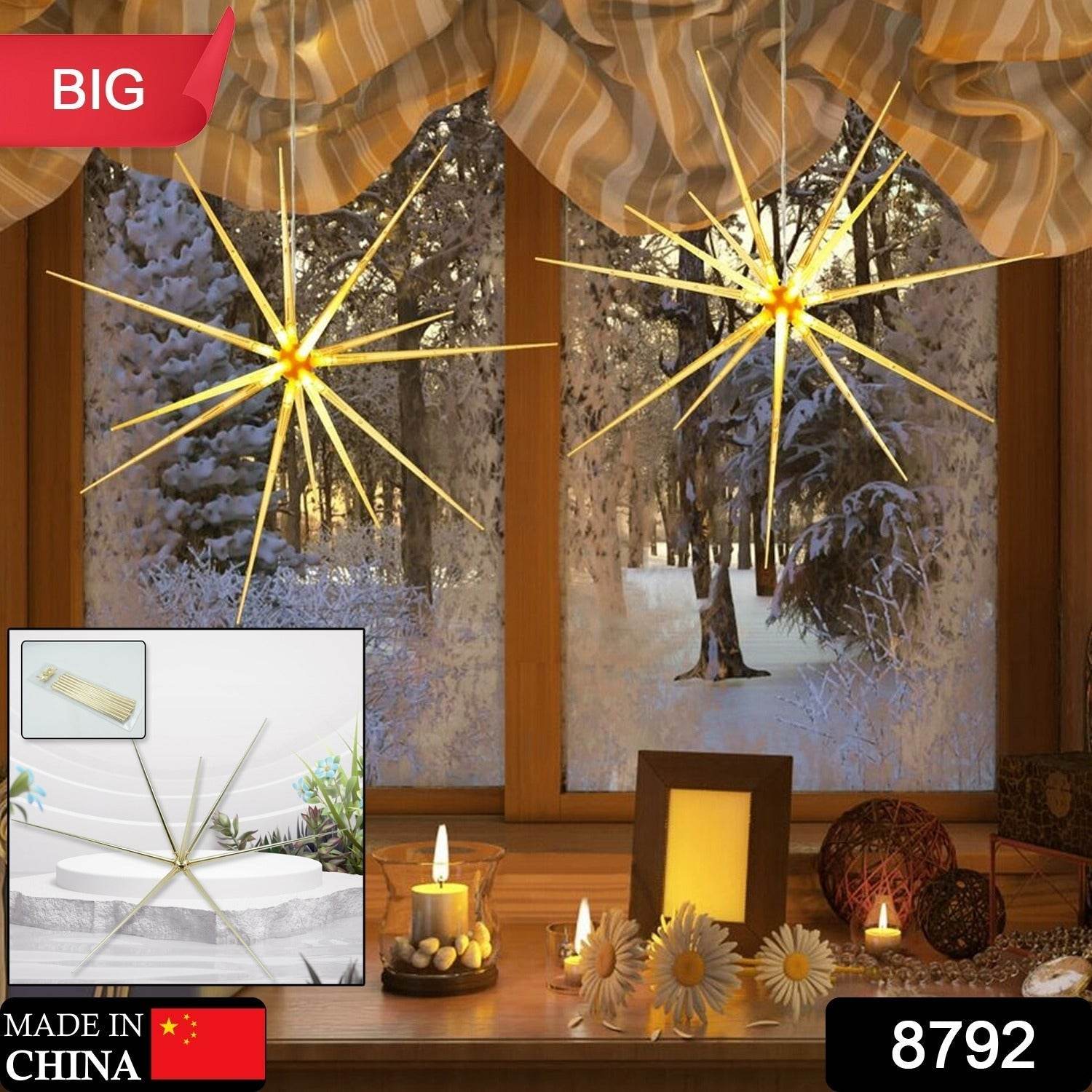 3D Gold Star Hanging Decoration Star, Acrylic Look Hanging Luminous Star for Windows, Home, Garden Festive Embellishments for Holiday Parties Weddings Birthday Home Decoration (Big) - infinityexculsivestore.com