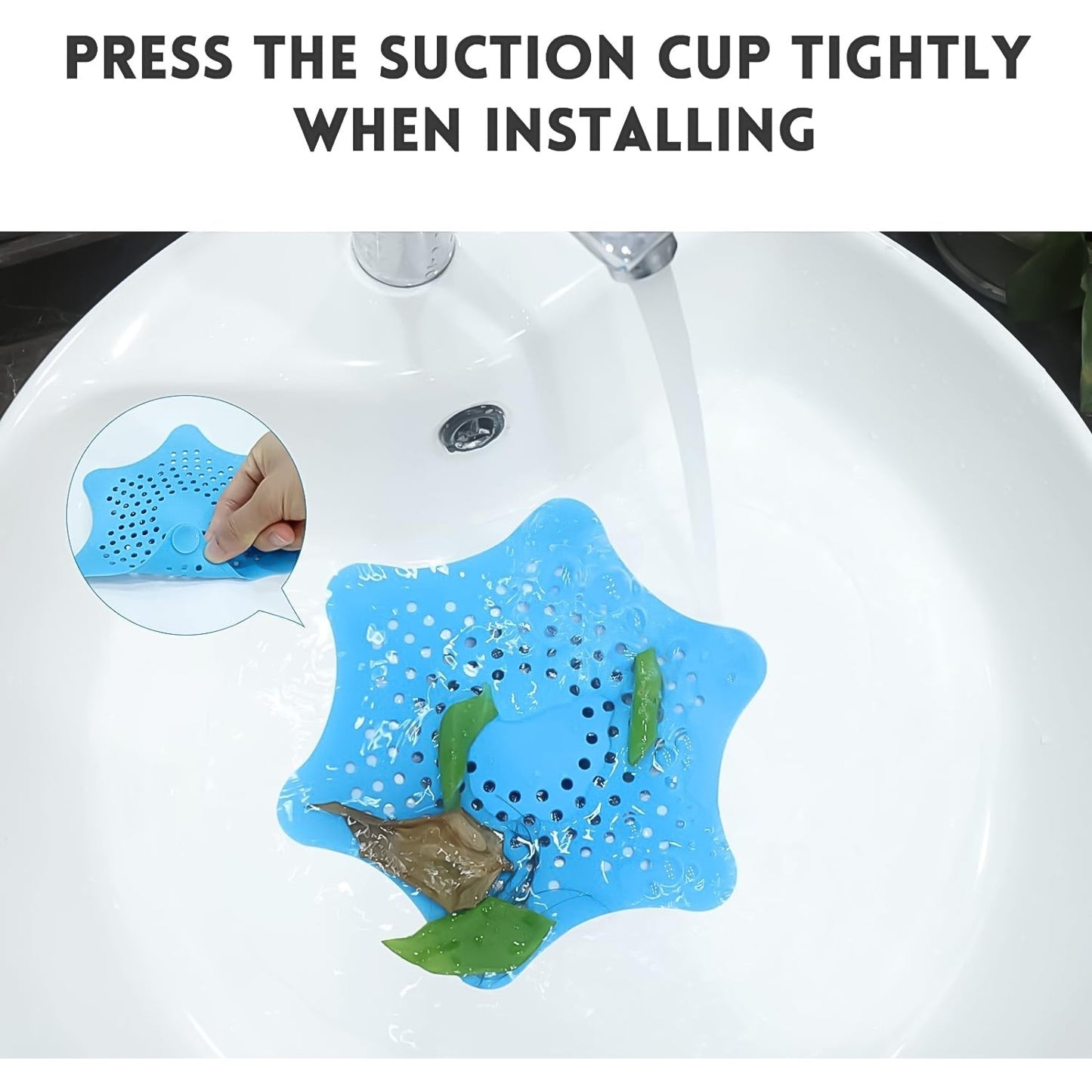 Star Shape Suction Cup Kitchen Bathroom Sink Drain Strainer Hair Stopper Filter, Star Shaped Sink Filter Bathroom Hair Catcher, Drain Strainers Cover Trap Basin (1 Pc) - infinityexculsivestore.com