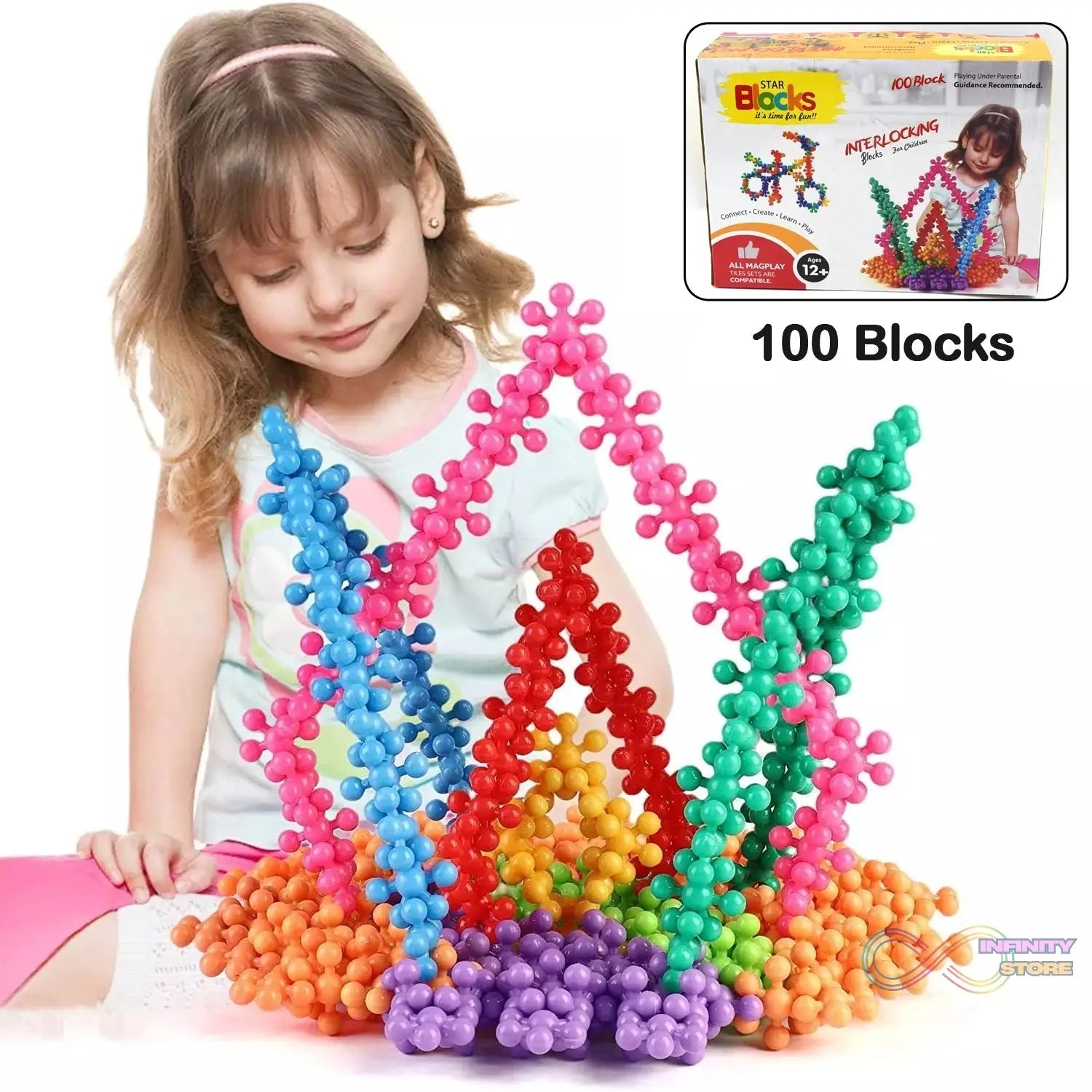 Star Shaped, Star Block Interlocking Blocks Colorful Star Building Blocks (100 Pcs Set) - infinityexculsivestore.com