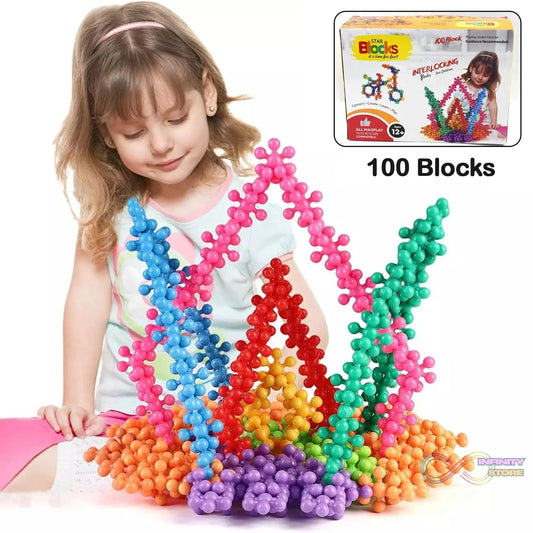 Star Shaped, Star Block Interlocking Blocks Colorful Star Building Blocks (100 Pcs Set) - infinityexculsivestore.com