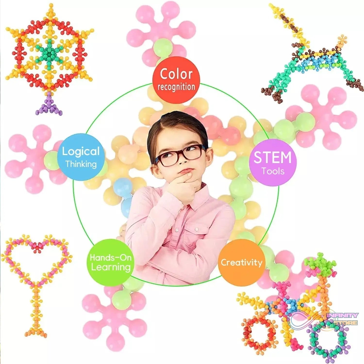 Star Shaped, Star Block Interlocking Blocks Colorful Star Building Blocks (100 Pcs Set) - infinityexculsivestore.com
