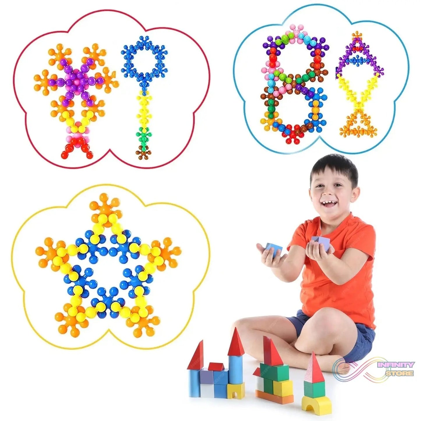 Star Shaped, Star Block Interlocking Blocks Colorful Star Building Blocks (100 Pcs Set) - infinityexculsivestore.com