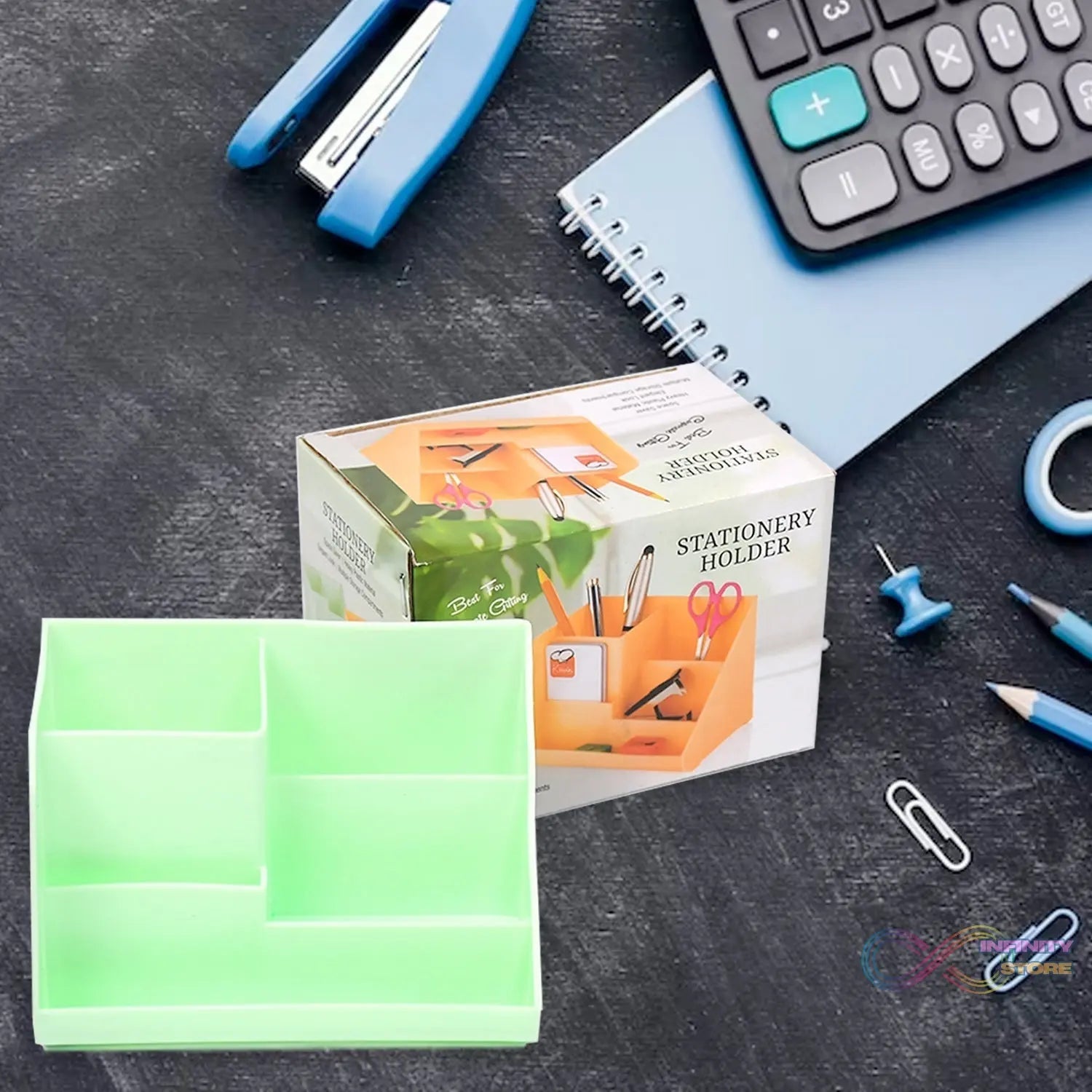 Stationary Holder Desk Organizer Space Saver Storage Stand Pen, Pencil Holder Multi Compartments Stationery Holder ( Color Box ) - infinityexculsivestore.com