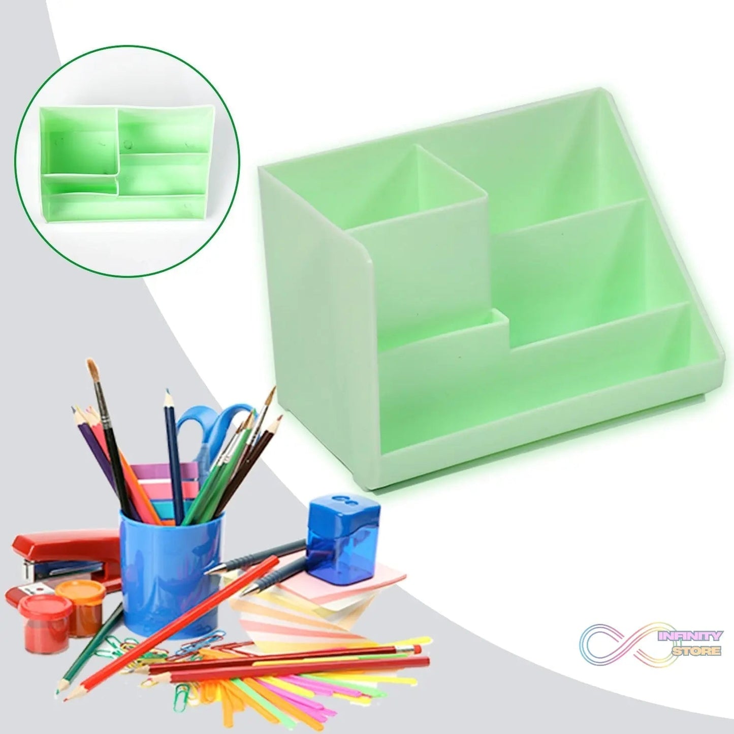 Stationary Holder Desk Organizer Space Saver Storage Stand Pen, Pencil Holder Multi Compartments Stationery Holder ( Color Box ) - infinityexculsivestore.com