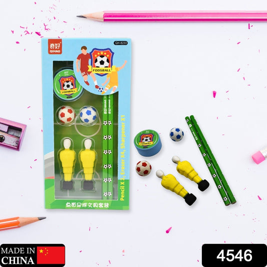 Stationary Kit Football & Basketball Theme Stationary Set For Kids, Pencil, Sharpener, Eraser Set For Kids, Boys & Girls, Birthday Return Gift Stationary Set - infinityexculsivestore.com