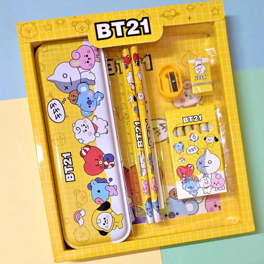 Stationery Kit for Kids - Stationery Set, Includes Metal Pencil Box, Sharpener, Pencil and Eraser Set, School Supply Set, Birthday Return Gift for Kids, Boys, Girls (12 pc Set) - infinityexculsivestore.com