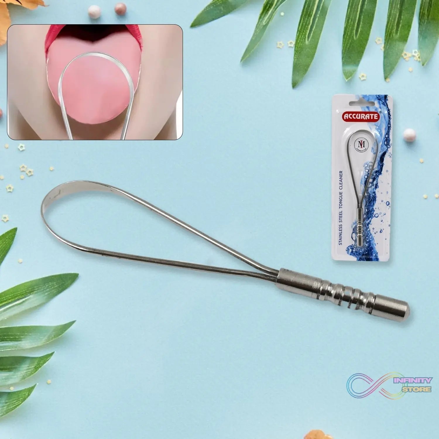 Steel Tongue Cleaner, Tongue Scraper (1 Pc) - infinityexculsivestore.com