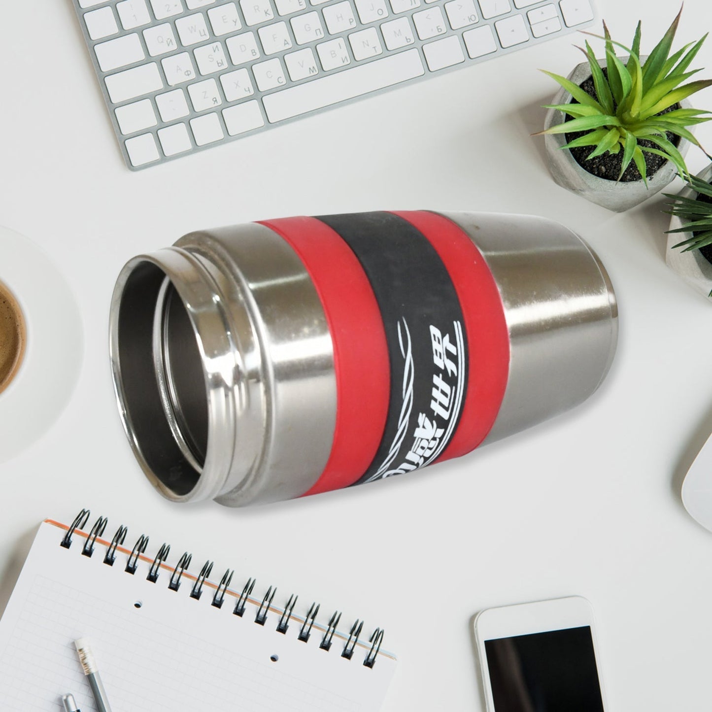 Steel Travel Mug / Tumbler / Cup, Double Walled With Rubber Grip 400ml. - infinityexculsivestore.com