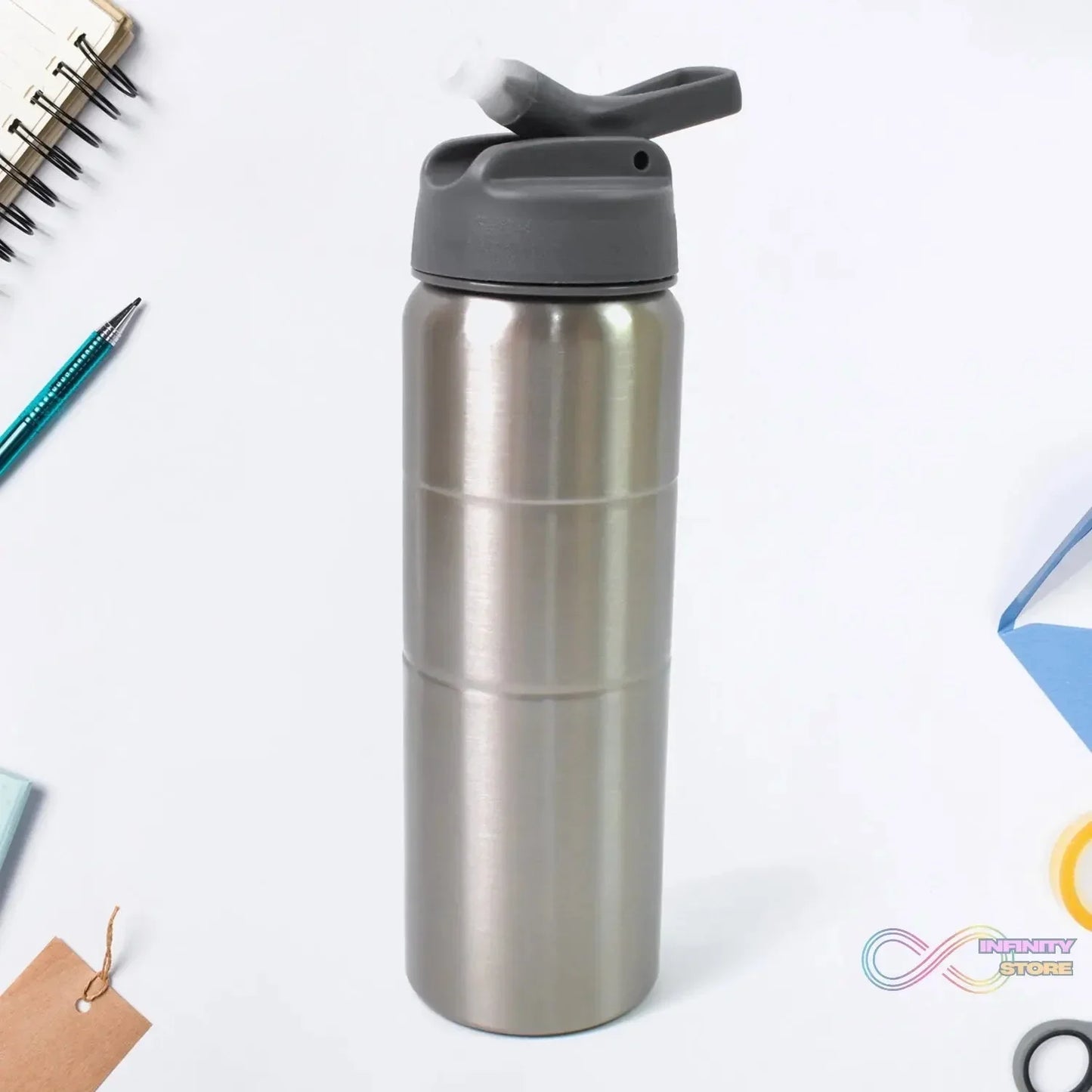 Steel Water Bottle | Fridge Water Bottle with straw (750ML) - infinityexculsivestore.com